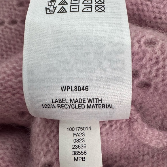 NWT Charter Club 100% Cashmere Pink Crochet Heart Pointelle Button Cardigan M - Picture 14 of 14